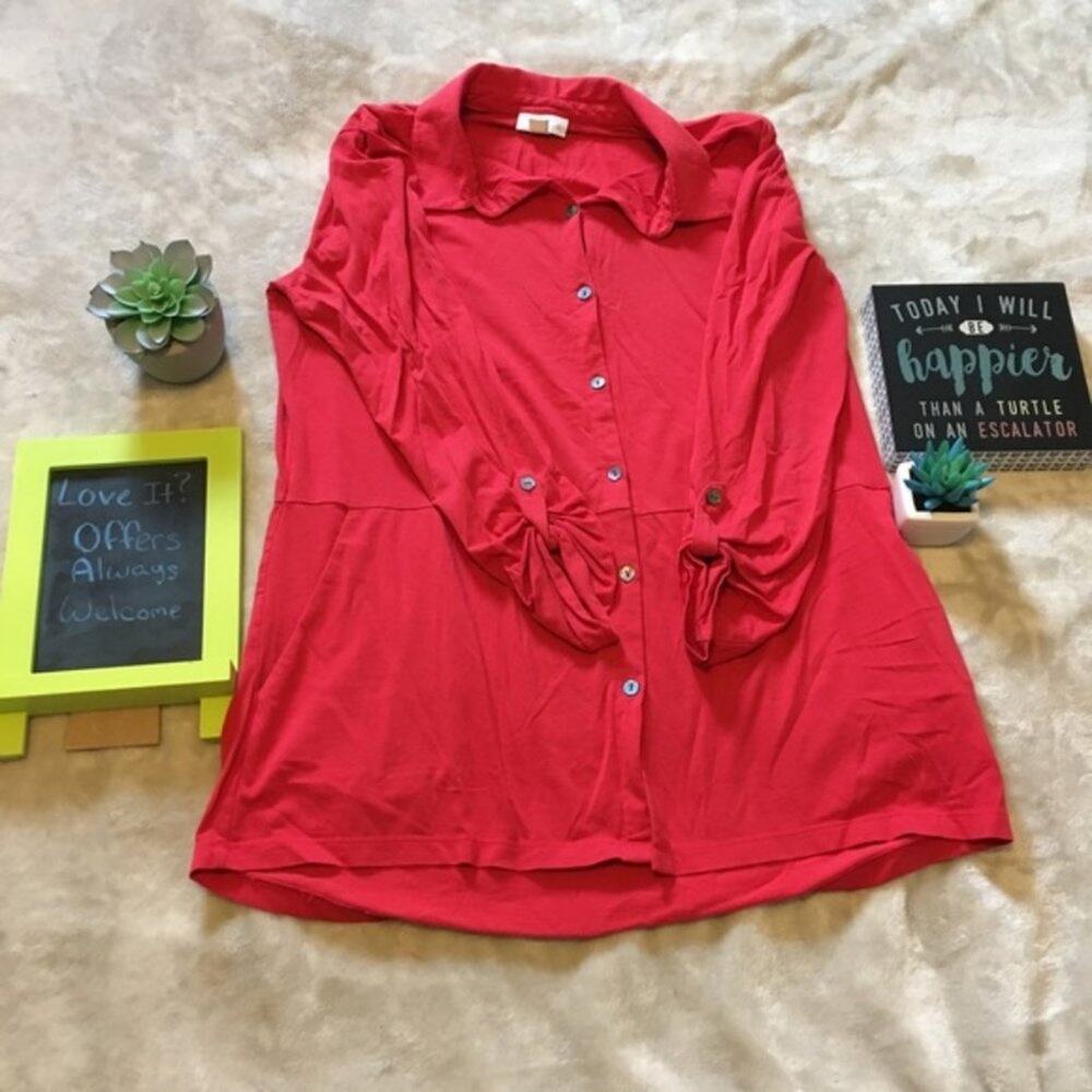 J. Jill Button Down Shirt Red Small